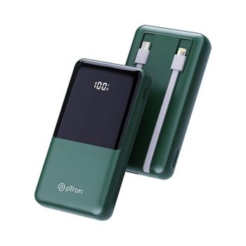 pTron Dynamo Power 20000mAh 22.5W Super Fast Charging, USB Type-C Input Power Bank with Quick Charge & 20W Power Delivery, Built-in Charging Cables, 4 Outputs, Type-C Input/Output Port (Green)