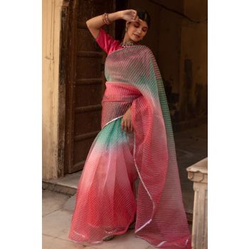Organza Fancy Beautiful Leheriya Saree