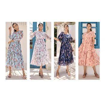 Printed Georgette Kurtis 4 Pcs