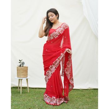Satin Goergette Embroidery Saree