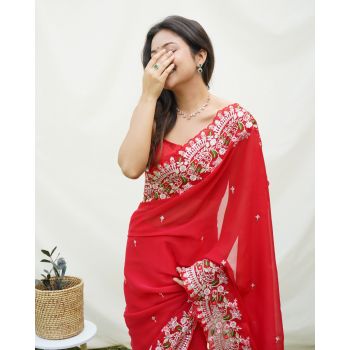 Satin Goergette Embroidery Saree