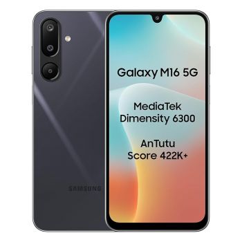 Samsung Galaxy M16 5G (Thunder Black, 6GB RAM, 128 GB Storage) | MediaTek Dimensity 6300 | AnTuTu Score 422K+ | Super Amoled Display | 25W Fast Charging | 6 Gen. of OS Upgrades | Without Charger