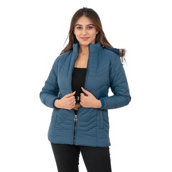 STUFFLIN Women's and Girls' Stylish Long Quilted Jacket - Full Sleeves Winter Wear in Solid Color
