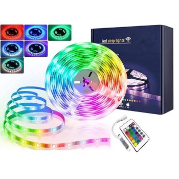 Desidiya 5 Meter 300 Led 5050 RGB Led Strip with Adapter/Connector/Driver, False Ceiling with 2A Adapter,16 Multicolour (RGB Led Strip Pack of 1) Copper