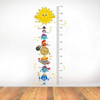 Rawpockets Decals ' Solar System and Height Measurements Chart for Kids - Kids Room ' Extra Large Size ( Wall Coverage Area - Height 160 cms X Width 45 cms )(Pack of 1)Wall Sticker