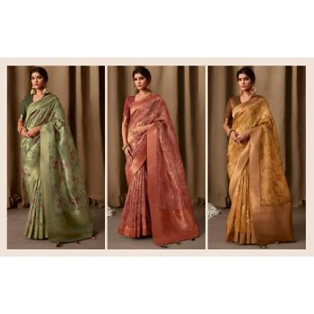 Floral Printed Linen Saree Combo