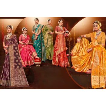 Women's Pure Soft Silk Saree With Blouse Piece  For Wedding  (Single Saree different colours)