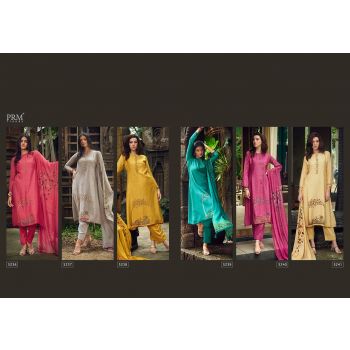 Muslin Silk Digital Print With Khatli Work Dress Material 6 Pcs