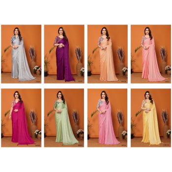 Fancy Designer Saree with Kalamkari Digital Print Blouse 8 Pcs