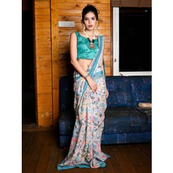 Floral Georgette Saree With Banglori  Blouse