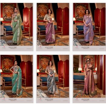 Handwoven Chiffon Sarees  with jacquard blouse  6 Pcs