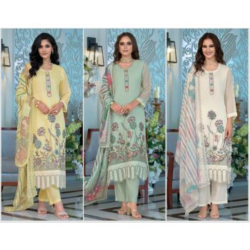 High Quality Organza Emboidered Ready Made Suits (3 Pcs)