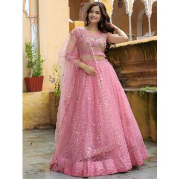 Pink Designer Net Embroidered Lehenga Choli Collection