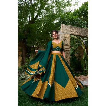 Premium Cotton Mustard And Green Chaniya Choli Collection