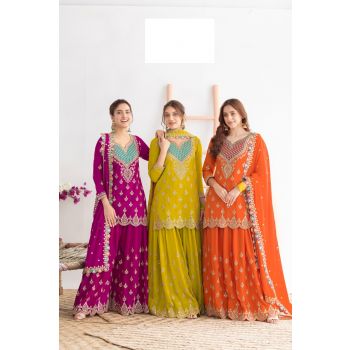 Premium Chinnon Designer Heavy Worked Suits (4 Pcs)