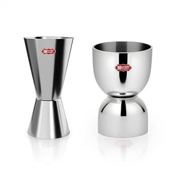 Kitchen Expert - Double Sided Peg Measurer | Stainless Steel | Set of 2 | Damru & Tall Peg Measurer | Cocktail Jigger | 30/60 ML Each