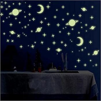 Wall1ders Green Color Fluorescent Night Glow in The Dark Star Wall Sticker, Glow in The Dark Sticker, Radium Stickers for Bedroom, Stars for Ceiling (OldNIghtGlow)