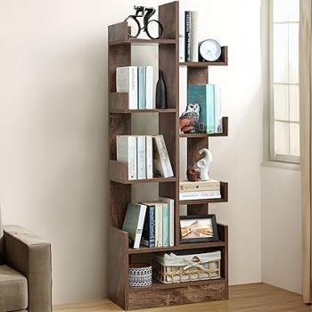 ABOUT SPACE Open Book Shelf DIY Book Storage Display Rack - Wooden Multipurpose Book Storage Display Organizer Rack with Solid Finish Showcase Stand (L 47 x W 20.8 x H 141.2 cm)