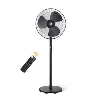 atomberg Renesa 400mm Pedestal Fan for Home | Silent BLDC Stand Fan | LED Display | 6 Speeds | Remote with Oscillation, Timer, Sleep | 2 Year Warranty (Midnight Black)