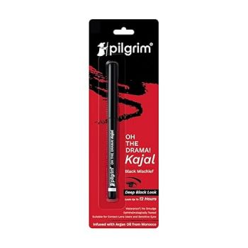 Pilgrim Black Mischief Pencil Kajal Smudge & Waterproof Single Stroke Matte Finish Lasts Up To 12Hrs | Kajal For Women | Kajal | Lonng Lasting Eye Makeup |