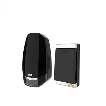 GM 4094 Gusto Plug-in Wireless Doorbell with Battery-Less Remote, 32 Selectable Melodies, Volume Control, Shuffle Function & Flashing Light (Black)