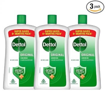 Dettol Liquid Handwash Bottle - Original Hand Wash- 875ml (Pack of 3) | Germ Defence Formula | 10x Better Germ Protection