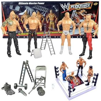 Mallexo WWF Action Figures Ultimate Wrestling Miniature Toys for Kids, Championship Wrestler Figures with Rings & Accessories for Boys and Girls Birthday Return Gift Fighting Toys Super Heros Set