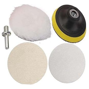 DIY Crafts 1 Kit, 4" inch Wool+Felt+Backer Pad+Universal Nut, 4 Pcs, 1 Kit, Polishes Set Drill Buffing Polishing Pad Kit, M14 Backing+Adapter Power (1 Kit, 4" inch Wool+Felt+Backer Pad+Universal Nut)