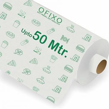OFIXO 500 Gram (Upto 50 Meters) Food Wrapping Paper Roll - Premium Non-Stick Butter Wrapping, Food Wrapping Paper, Re-heatable Non Stick Paper, Oven Safe Parchment Paper