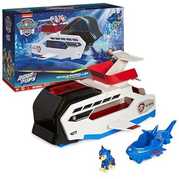 Paw Patrol Aqua Pups Whale Patroller Team Vehicle with Chase Action Figure, Toy Car and Vehicle Launcher, Kids Toys for Ages 3 and up|Made in India