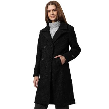 Campus Sutra Wool Blend Women's Solid Reefer Mid-Thigh Jacket