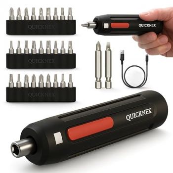 Quicknex Automatic Electric Screwdriver Set for Professional and Home use with Rechargeable 2000 mah Lithium Power I Portable Screw Machine Kit with 33 bits, 360 RPM, 4.2V Battery,