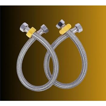 JAGGER JAG324 Heavy Stainless Steel Connection Pipe for geyser connection pipe for wash basin hose pipe (Silver, 24 Inch) - Pack of 2 (2)