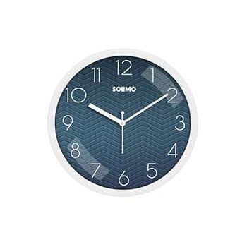 Amazon Brand - Solimo 11-Inch Classic & Modern and Stylish Silent Movement Wall Clock - White & Blue - Analog, Plastic