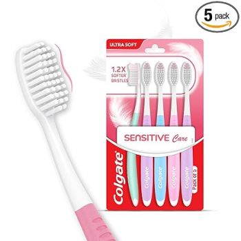 Colgate Gentle Sensitive Care Ultra Soft Bristles Manual Toothbrush For Adult Combo Pack Offer,Multicolor- 5Pcs