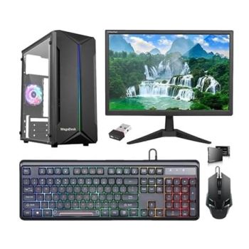 MegaDesk All-in-One Desktop Computer Set, i5 6th Gen, 16 GB RAM, 500 GB SSD, 2GB Graphics Card, 19" HD LED Monitor, RGB Keyboard & Mouse, WiFi, Windows 11 Pro, MS Office (16-500-2GB)