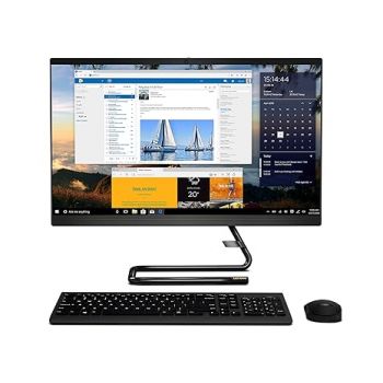 Lenovo IdeaCentre A340 23.8-inch FHD All-in-One Desktop (10th Gen Intel Core i5/8GB/512GB SSD/Windows 10/Office 2019/HD 720p Camera/Wireless Keyboard & Mouse/Business Black), F0E800VXIN