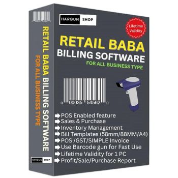 Retail Baba Billing Software Lifetime Validity | 80mm 3 Inch | 58mm 2 Inch Thermal Receipt | A4 Simple/GST Invoice - Software for PC | Suitalbe For All Small Business Type | Latest Version (Email Delivery in 2 hours- No CD)