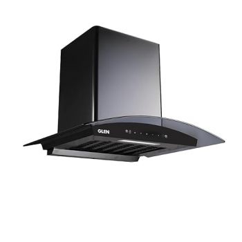 Glen 60 cm 1200 m³/hr Filterless Thermal Autoclean Kitchen Chimney, Curved Glass |(Hood Senza 60,Touch & Gesture Control,Black)