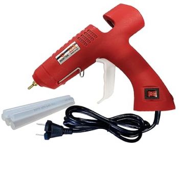 Bontek 150W Hot Glue Gun for DIY & Industrial Use with Auto Cutoff, Thin Nozzle, On/Off Switch & Light Indicator, Red - BT-155
