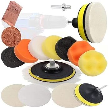 DIY Crafts 500 Grm, 7"inch Kit, Windshield Glass 1-7" Drill Buffing Buffer Polishing Pad Kit, M10/14 Backing Pad Adapter Power Tools Polishing Pads Exterior Paint C (500 Grm, 7"inch Kit)