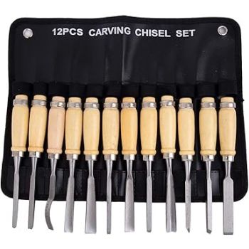 Amazon Brand – Umi 12 Piece Wood Carving Chisel Set nonsharp Woodworking Tools with Carrying Case Great for Beginners and Pros