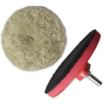 Inditrust New 5inch Backing pad with M10 adaptor and 5inch Wool Pad for drill machine