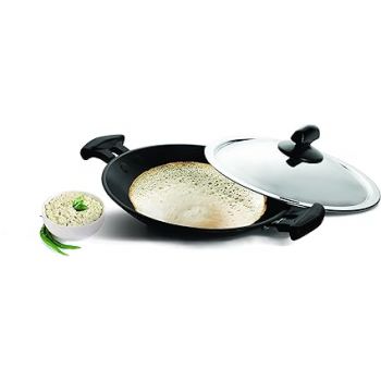 Pigeon by Stovekraft Special Aluminium Non-Stick Appachetty with Lid, 200mm, Black