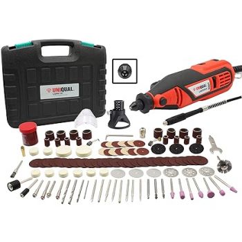UniQual 140pcs Universal Chuck Rotary Tool Kit Die Grinder with Superior Accessories |Flexible Shaft|Drill Locator|Safety Shield|Cutting|Drilling|Engraving| Industrial and DIY with 6 months warranty