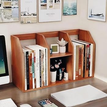 Dime Store Book Shelf, Bookshelf for Office Desk, Wooden Book Shelf Home Decor, Space Saving Bookshelf (Wood Accent)