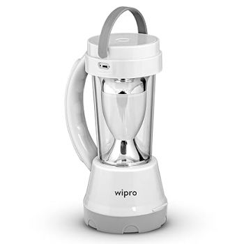Wipro Cyrus Multi-Functional Rechargeable LED Torch with Emergency Lantern| 360 Degree Ambient Light| 1500 mAH Li-Ion Battery | White, Pack 1.
