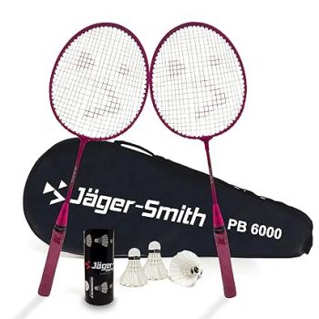 Jager-Smith PB 6000 Combo Aluminium Badminton Racquet with Tempered Steel Shaft & Featherlite 2 (Pack of 3) Feather Shuttles and Full Cover Suitable for Kids Age 6-11 Years (Made in India)