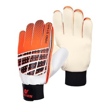 NXTON Pro Star PVC Football Gloves for Goalkeeper Turf, Player, Kids Youth, Field Player | Durable, Non-Slip and Secure Fit for Maximum Performance | Elastic Wrist Strap | Superior Comfort- Orange