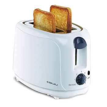 Bajaj ATX 4 750 watts 2-Slice Pop-up Toaster | Dust Cover & Slide Out Crumb Tray | 6-Level Browning Controls | Mid-Cycle Cancel Feature | 2-Yr Warranty | 750 watts | Electric Toaster 【White】